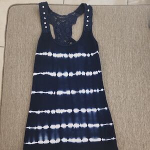 VENUS Blue and White Striped Tank Top